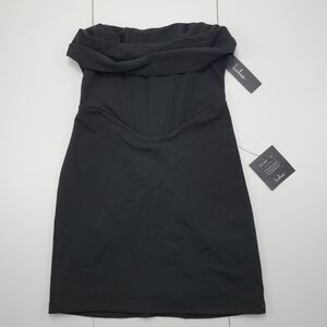 Lulus Dramatic Intent Black Strapless Corset Bodycon Mini Dress Party Size S New